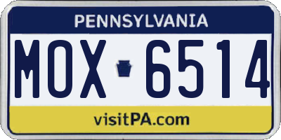 PA license plate MOX6514
