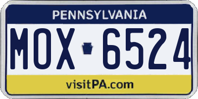 PA license plate MOX6524