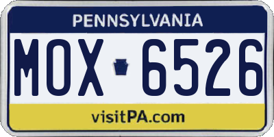 PA license plate MOX6526