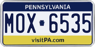 PA license plate MOX6535