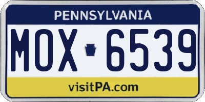 PA license plate MOX6539