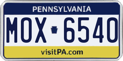 PA license plate MOX6540