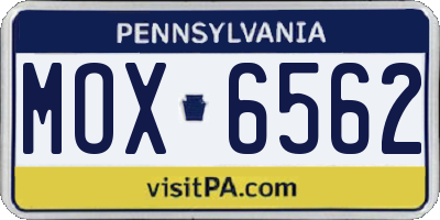 PA license plate MOX6562
