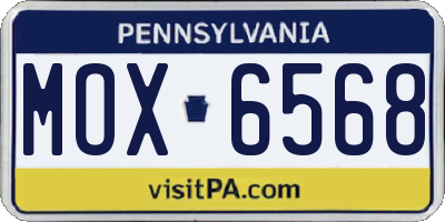 PA license plate MOX6568
