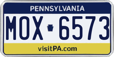 PA license plate MOX6573