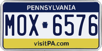 PA license plate MOX6576