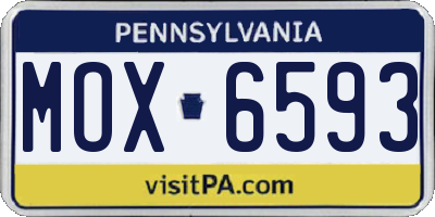 PA license plate MOX6593