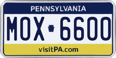 PA license plate MOX6600