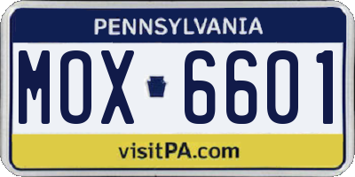 PA license plate MOX6601