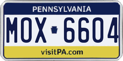 PA license plate MOX6604