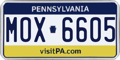 PA license plate MOX6605