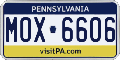 PA license plate MOX6606
