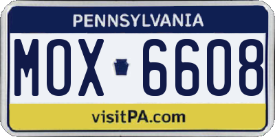 PA license plate MOX6608