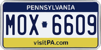 PA license plate MOX6609