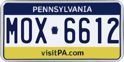 PA license plate MOX6612