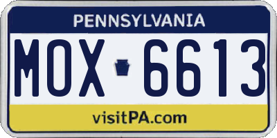 PA license plate MOX6613