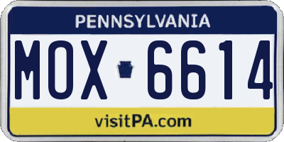 PA license plate MOX6614