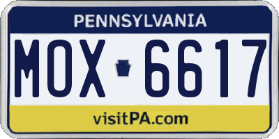 PA license plate MOX6617