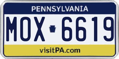 PA license plate MOX6619