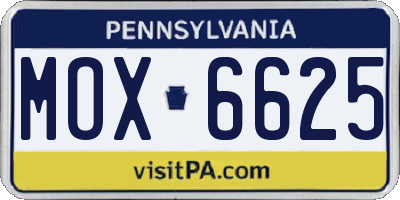 PA license plate MOX6625