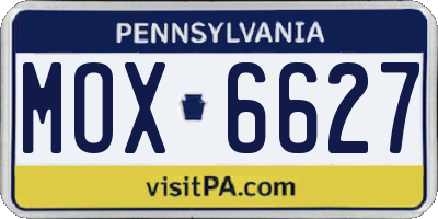 PA license plate MOX6627