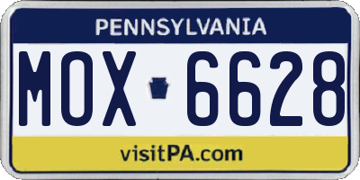 PA license plate MOX6628