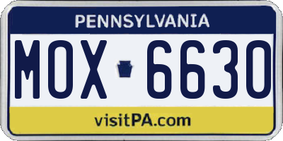 PA license plate MOX6630