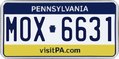 PA license plate MOX6631