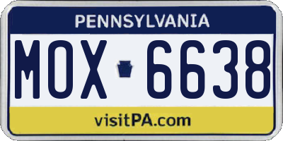 PA license plate MOX6638
