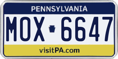 PA license plate MOX6647