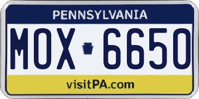 PA license plate MOX6650