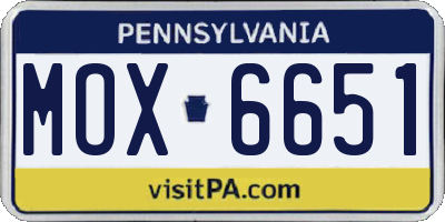 PA license plate MOX6651