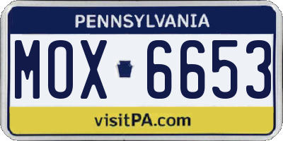 PA license plate MOX6653