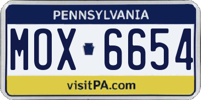PA license plate MOX6654