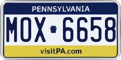 PA license plate MOX6658