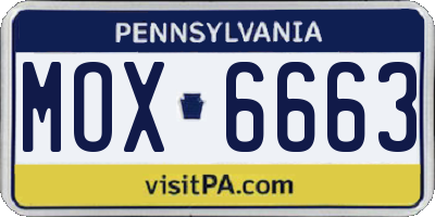 PA license plate MOX6663