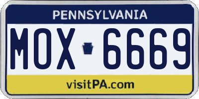 PA license plate MOX6669