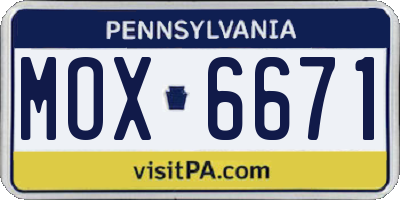 PA license plate MOX6671