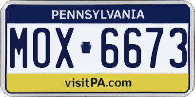 PA license plate MOX6673