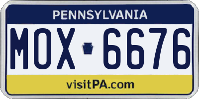 PA license plate MOX6676