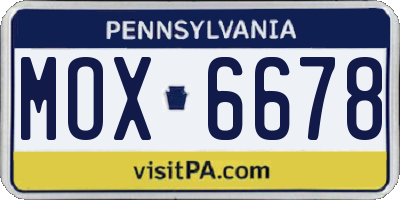 PA license plate MOX6678