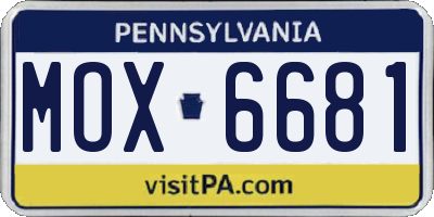 PA license plate MOX6681