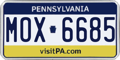 PA license plate MOX6685
