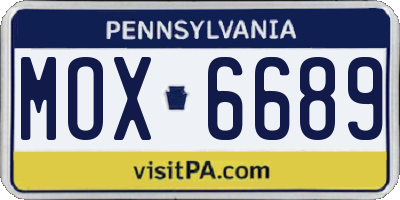 PA license plate MOX6689