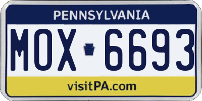 PA license plate MOX6693