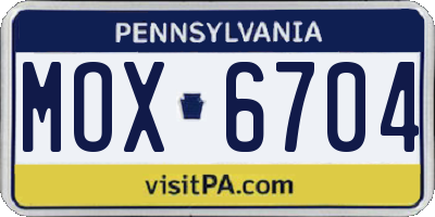 PA license plate MOX6704