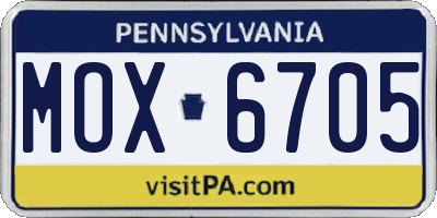 PA license plate MOX6705