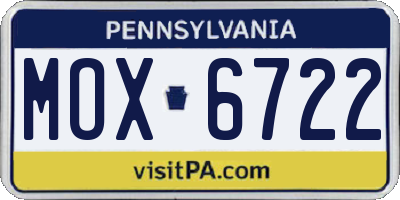 PA license plate MOX6722