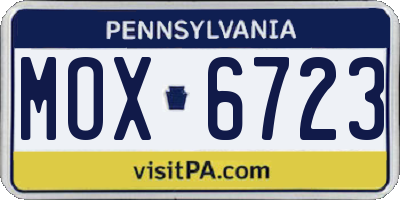 PA license plate MOX6723