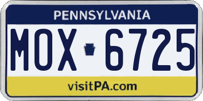 PA license plate MOX6725